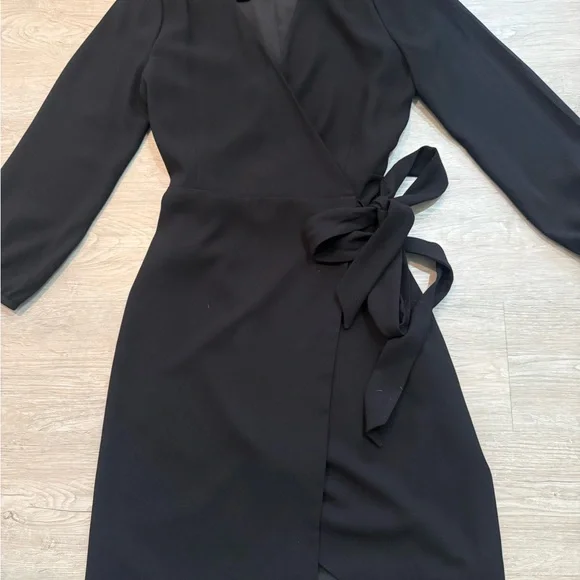 NWOT J Crew Black Crepe Wrap Dress - Picture 2 of 5